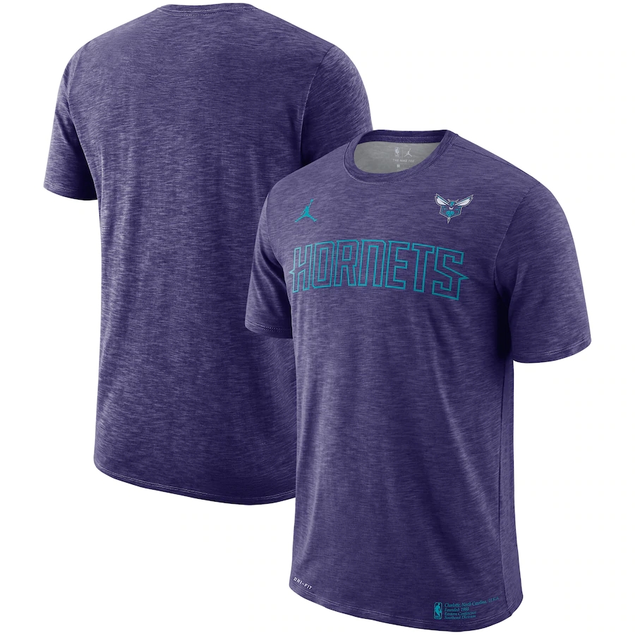 2020 NBA Men Nike Charlotte Hornets Heathered Purple Essential Facility Performance TShirt